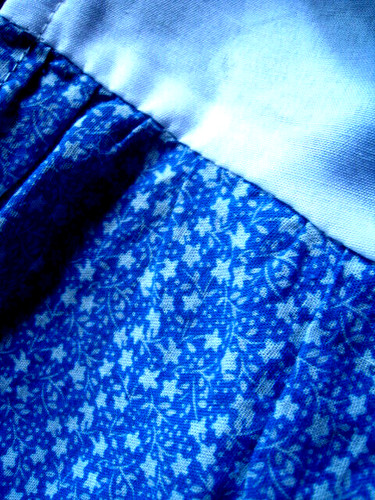 VTG JC Penney Full Double Bed Skirt Dust Ruffle Blue & White Calico~Cottage