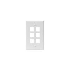 Leviton 41080-6WP Single-Gang Quickport Wallplate 6-Port White