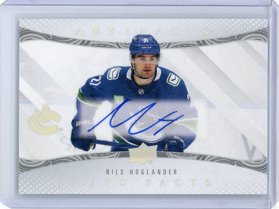 2024-25 Upper Deck Artifacts Nils Hoglander Auto Facts #AF-NH Canucks Auto