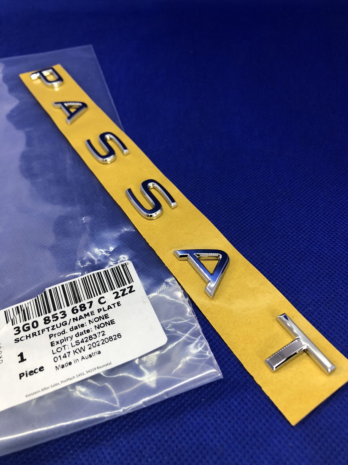 LOGO VW COFFRE ARRIÈRE PASSAT B8 3G DEPUIS 2014 ORIGINAL OEM