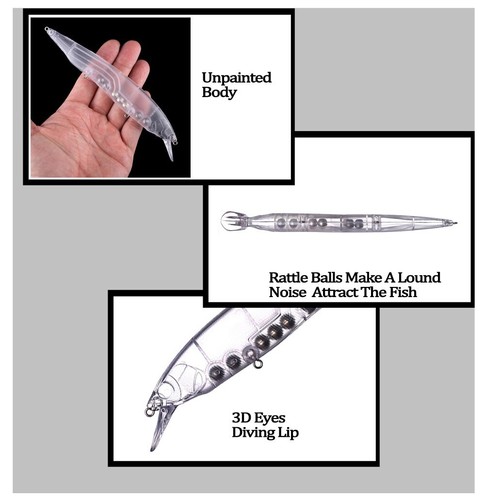 10PCS 17CM 27.3G Floating Long Cast Minnow DIY Unpainted Bait Blank Fishing Lure - Picture 4 of 10