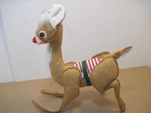 RARE OLD VINTAGE ANNALEE DOLL RUDOLPH RAINDEER CHRISTMAS MOBILITY 17" - Picture 3 of 7