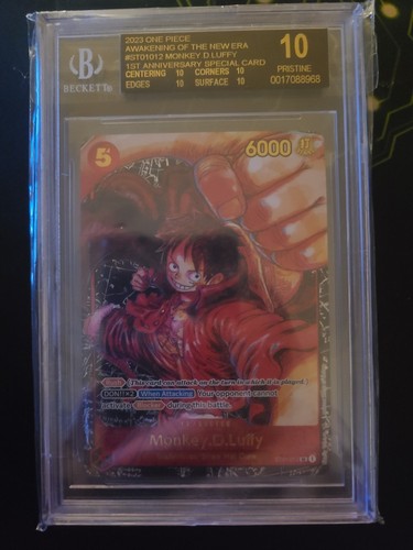 One Piece CCG Monkey.D.Luffy 1st Anniversary Special ST01-012 BGS 10 BLACK LABEL