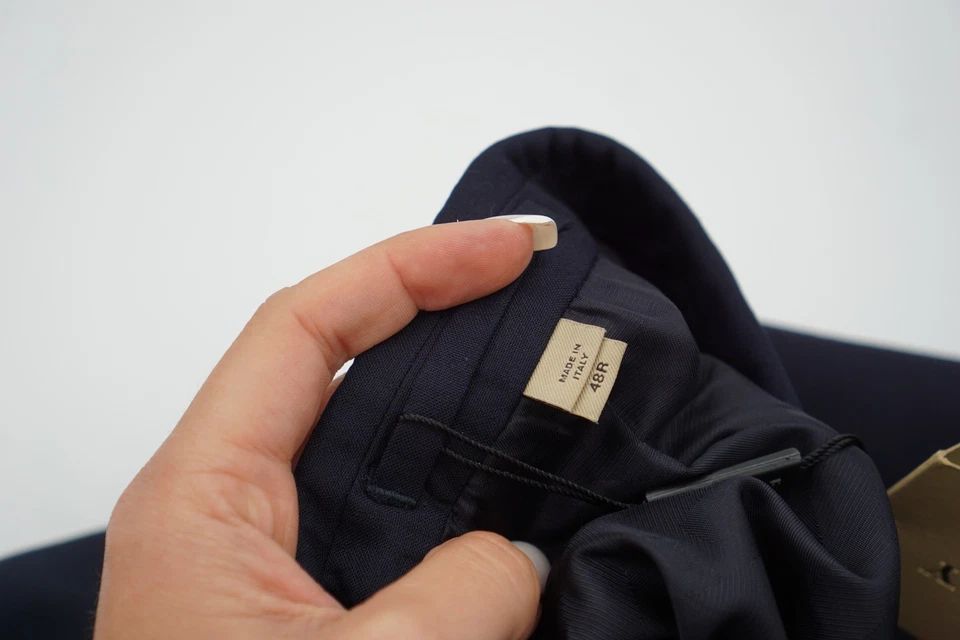 Men Burberry Suit Wool Stirling Navy Blue Made In Italy Size 38R - Image 3 of 4