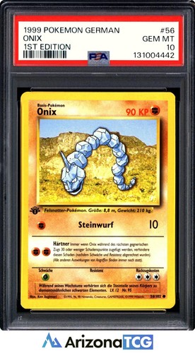Pokemon 1999 Onix 56/102 Base Set 1st Edition German GEM MINT PSA 10