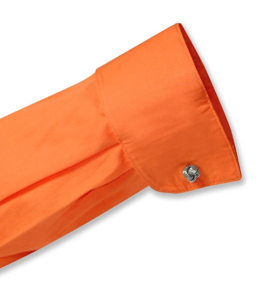 Camisa de vestir Biagio para hombre 100 % ALGODÓN color NARANJA QUEMADO liso talla 18,5 36/37 Foto 3 de 4