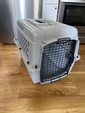 Gray Plastic Hard-Sided Dog Travel Crate,Wire Door Travel Carrier 28  21.5  20.5  