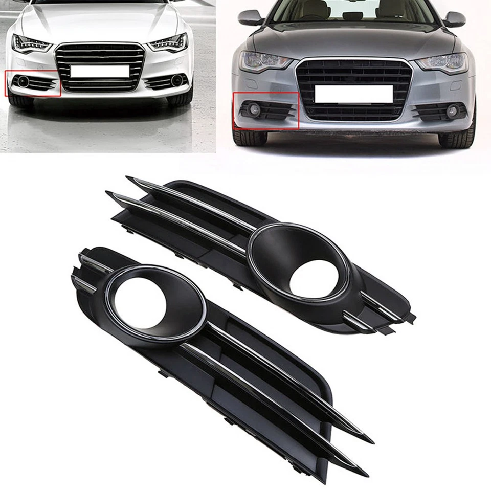 FOR AUDI A6 C7 SEDAN 2011-2015 PAIR FRONT BUMPER FOG LIGHT GRILLE GRILL COVER Foto 2 de 4
