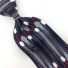 J.T. Beckett Made In Usa Tie Maroon Gray Navy Silk Necktie Ovals Art Ties #I23