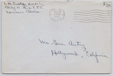 WWII U.S. Navy Sailor FREE Mail Cover Addressed to GENE AUTRY Hollywood CA  1945