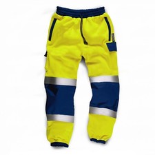 High Visibility Work Trousers Jogger Hi Viz Reflective Cargo Jogging Bottoms