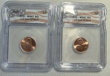 2025 & 2025-D Lincoln Cents ICG MS67 RD Last Year Issue 2-Coin Set