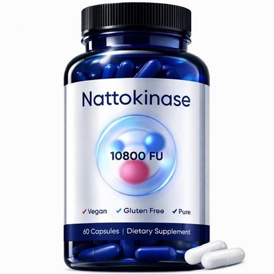 Nattokinase 10800 FU Organic Vegan Dietary Supplement 60 Capsules