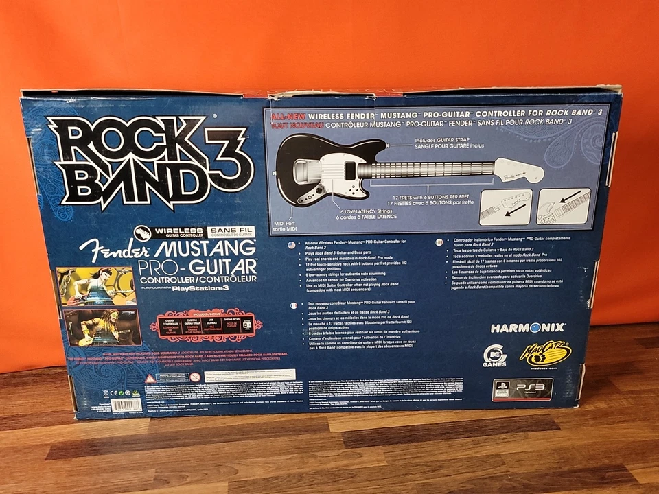 Controlador de guitarra Rock Band 3 rojo Fender Mustang Pro Sony Playstation 3 ~ en caja original Foto 2 de 3