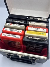 Vintage 8 Track Tapes Set of 10 Various Artist with Carrying Case Lot Untested