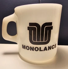 Vintage Mid Century Milk Glass Coffee Cup Mug Monolance Galaxy USA
