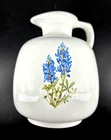 Vintage FRANKOMA WATER JUG PITCHER 833 White on Redware Clay Texas Bluebonnet 6"