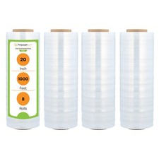 Industrial Movers Stretch Wrap 20" x 1000' Clear Plastic Shrink Film 8 Rolls
