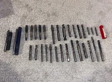 LOT OF 32 MACHINIST METALWORKING PIECES - end mills / taps / countersinks