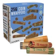 Nadex 256 Assorted Preformed Crimped End Coin Roll Wrappers, 64 256 Count