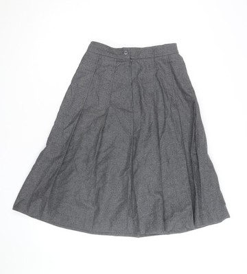 Wallis Damen grau Wolle A-Linie Midirock Größe 12 Vintage