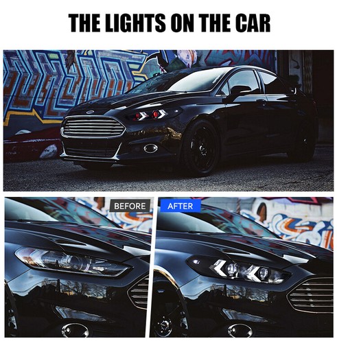 Full LED Headlights For Ford Fusion 2013-2016 Halogen Upgraded W/Red Demon Eyes - Picture 3 of 24
