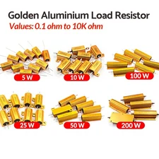 5W/10W/25W/50W/100W/200W Golden Aluminium Wirewound Load Resistor 207 Values