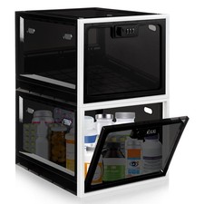Gemaxvoled 2-Pack Large Lockable Medicine Storage Box Bin w/Combination Lock