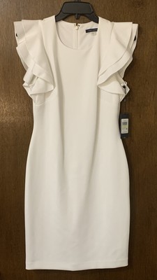 Tommy Hilfiger New Womens $99 Sleeveless Shift Pencil Dress Ivory 4 Small NWT