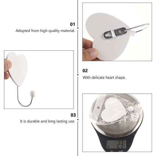 5 Pcs Heart-shaped Hook Decorations White Decorative Hooks Hearts Wall - Picture 10 of 12
