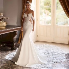 Charming Trumpet Wedding Dress for Bride Off the Shoulder Sweetheart Zipper