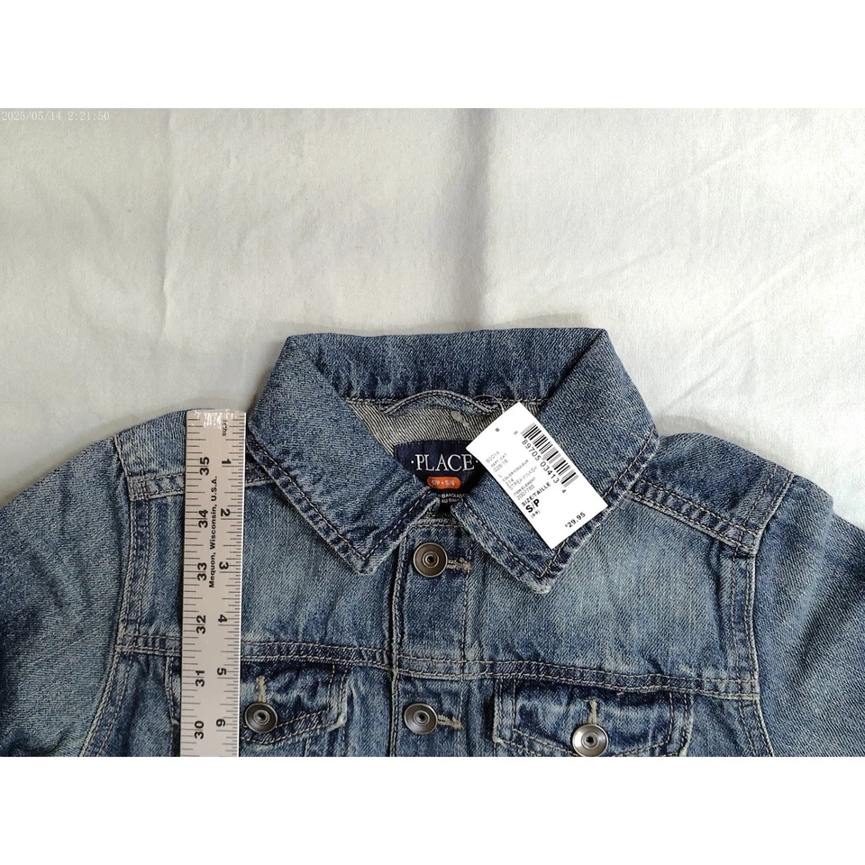 Chaqueta Jean The Childrens Place Girls M 7/8 Denim Bolsillos Botón Azul Escuela Nueva con Etiquetas Foto 3 de 4