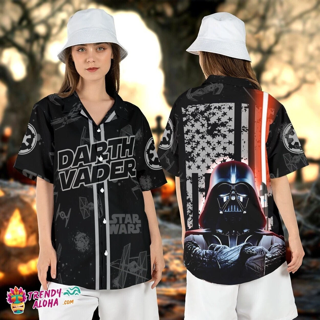 Disney Star Wars Darth Vader American Flag Lights Hawaiian Shirt For Family Trip