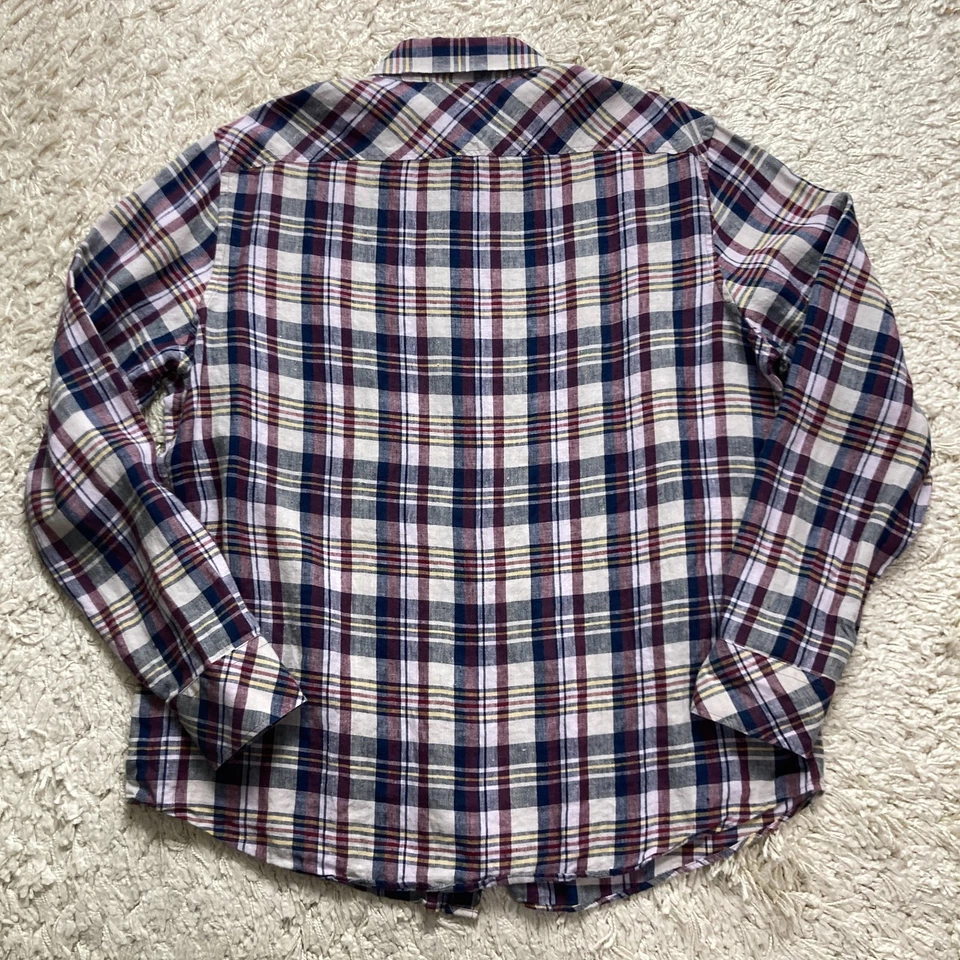 Baird McNutt Shirt Mens Large Linen Plaid Button Up Long Sleeve Murano - Image 2 of 4