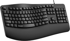 Ergonomic Wired USB Keyboard with Wrist Rest & Spill-Resistant Design