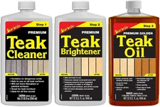 Premium Teak Care Kit - Marine Grade Teak Cleaner, Brightener & Golden Teak Oil