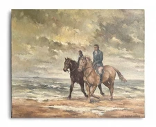 Vintage painting Riders by the Sea