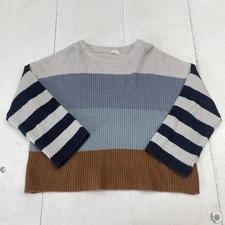 Wishlist Navy Gray Brown Stripe Knit Pullover Sweater Women's Size S/M