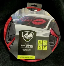 Auto Drive Universal Two Counts Kiss Lips Windshield Sun Shade, 28.5"x 31.5" NEW