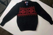 CHAPS Little Boys Knit Pull-Over Sweater Nordic Design Black & Red Size 4