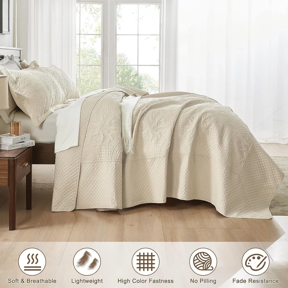 Oversized King Bedspread 128x120, Soft Microfiber California King - Image 3 of 4