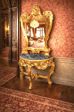 CONSOLE AVEC GLACE ET MARBRE GRIS FONCE Style Louis XV DORÉ À LA FEUILLE D'OR