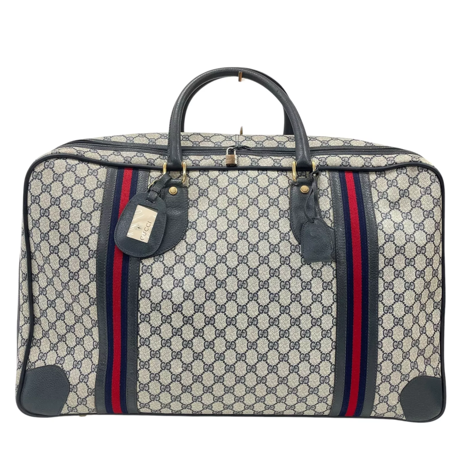 Gucci GG Supreme Sherry valise sac de voyage PVC marine authentique 13140