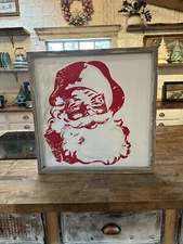 Framed HIGH END Fine Art CHRISTMAS Santa Gold Leaf Wall Plaque FRAMED SIGN