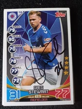Topps SPL  match attax  #158 2019-20 signed Greg Stewart Rangers F C