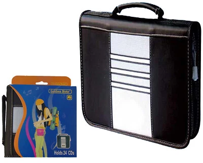GOLDEN NOTE CD DVD CDRW BD Mappe Tasche für 24 Discs weiches Leder