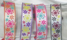 Jacquard Ribbon 1" Multi Flowers *Colors* 18 Yard Roll