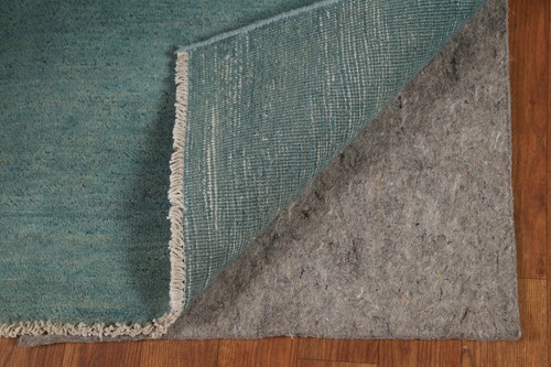 Handmade Gabbeh Solid Design Wool Modern Rug - Blue" 3x5 ft - Picture 6 of 13