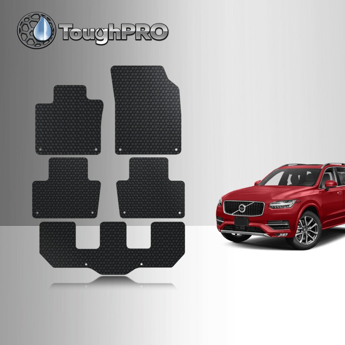 ToughPRO Floor Mats + 3rd Row Black For Volvo XC90 All Weather 