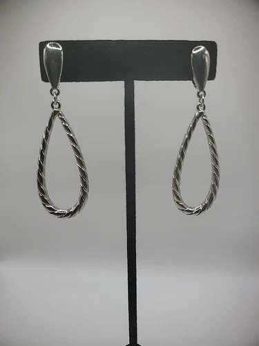 Vintage Clip On Huggie Hoop Earrings Silver Tone Womens Jewelry Costume